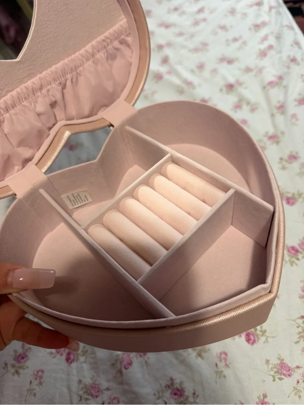 Heart-Shaped Pink Jewelry & Makeup Organizer Case with Mirror